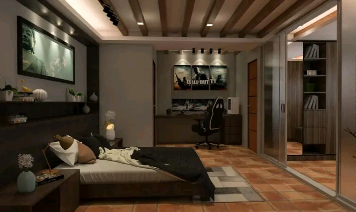 (Modern Rustic Living-Work Space)